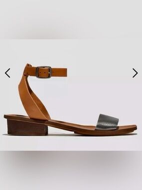 Madewell The Veronique Sandals Two-Tone Ankle Strap Sandals, Tan and Silver.